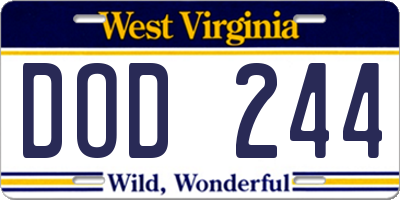 WV license plate DOD244