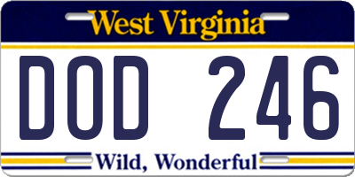 WV license plate DOD246