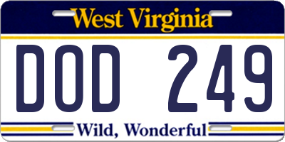 WV license plate DOD249