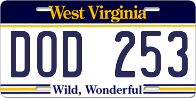 WV license plate DOD253