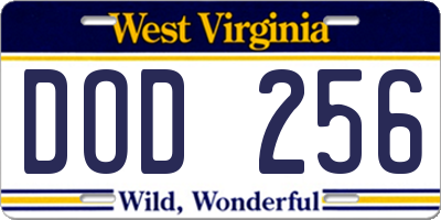 WV license plate DOD256