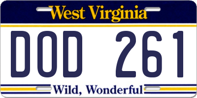 WV license plate DOD261