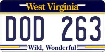 WV license plate DOD263