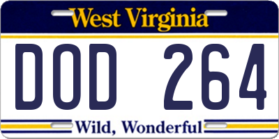 WV license plate DOD264