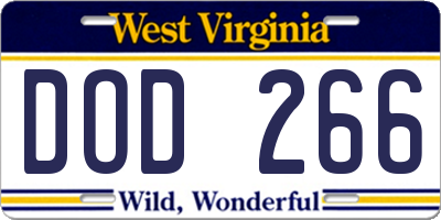 WV license plate DOD266