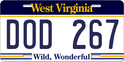 WV license plate DOD267