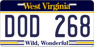 WV license plate DOD268