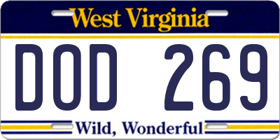 WV license plate DOD269