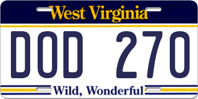 WV license plate DOD270
