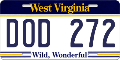 WV license plate DOD272