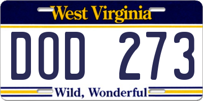 WV license plate DOD273