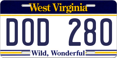 WV license plate DOD280