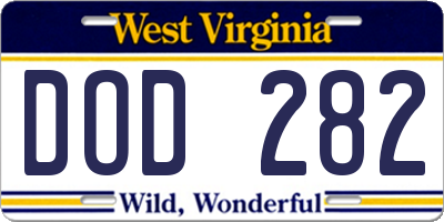 WV license plate DOD282