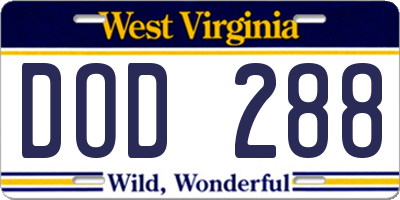 WV license plate DOD288