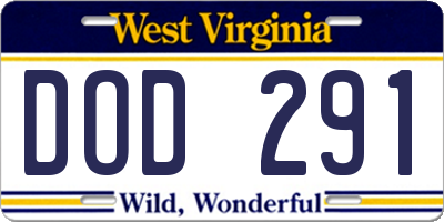 WV license plate DOD291
