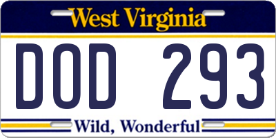 WV license plate DOD293