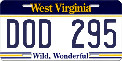 WV license plate DOD295