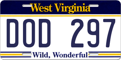 WV license plate DOD297