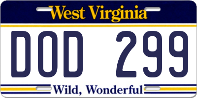 WV license plate DOD299