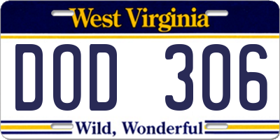 WV license plate DOD306