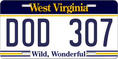 WV license plate DOD307