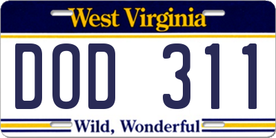 WV license plate DOD311