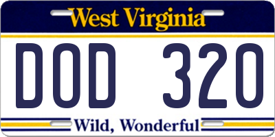 WV license plate DOD320