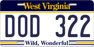 WV license plate DOD322