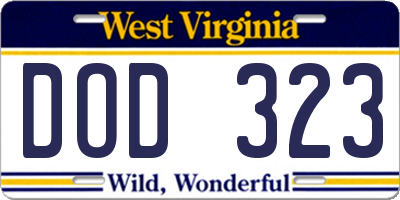 WV license plate DOD323