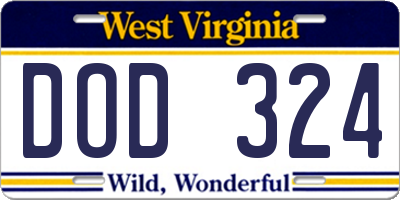 WV license plate DOD324