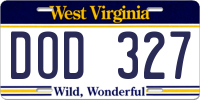 WV license plate DOD327