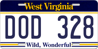 WV license plate DOD328