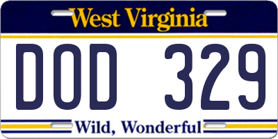 WV license plate DOD329