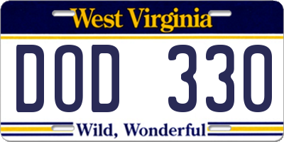 WV license plate DOD330