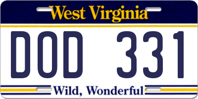 WV license plate DOD331