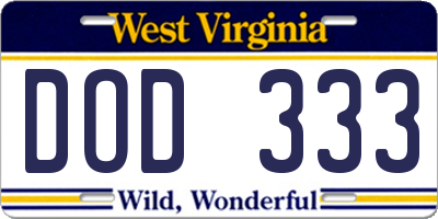 WV license plate DOD333