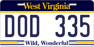 WV license plate DOD335