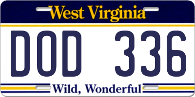 WV license plate DOD336