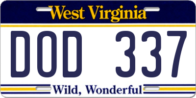 WV license plate DOD337