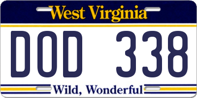 WV license plate DOD338