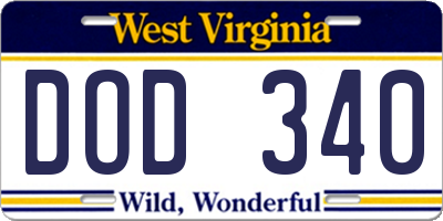 WV license plate DOD340