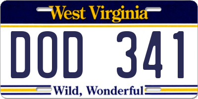 WV license plate DOD341