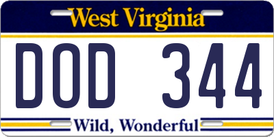 WV license plate DOD344
