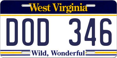 WV license plate DOD346