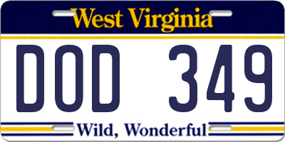 WV license plate DOD349