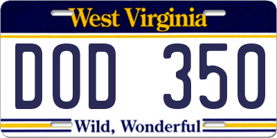WV license plate DOD350