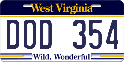 WV license plate DOD354