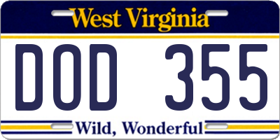 WV license plate DOD355