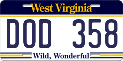 WV license plate DOD358