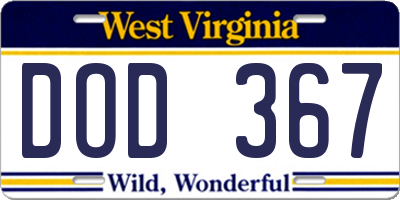 WV license plate DOD367